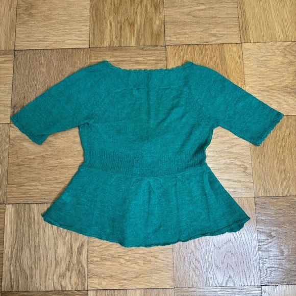 Anthropologie Knitted & Knotted XS Kelly Green Knit Top Sweater Wool Mohair - Picture 2 of 7